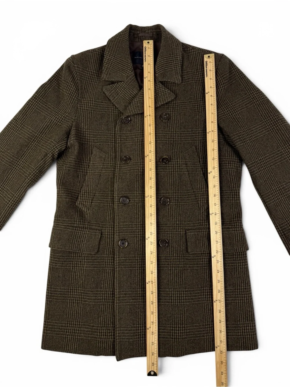 Banana Republic Heritage Brown Plaid Double Breasted Wool Peacoat M